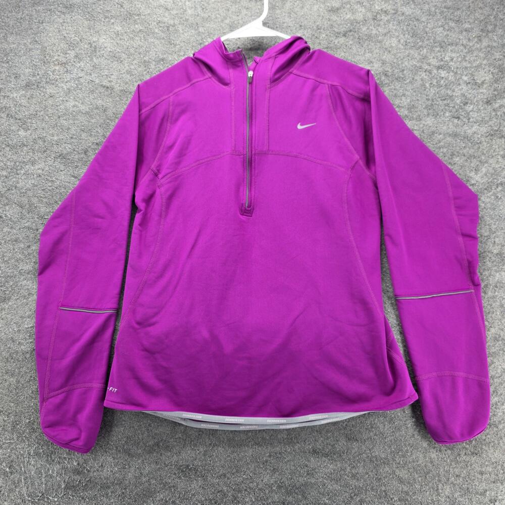 Nike Hoodie Womens M Purple Pullover Hooded Reflective Dri-FIT 381044-511